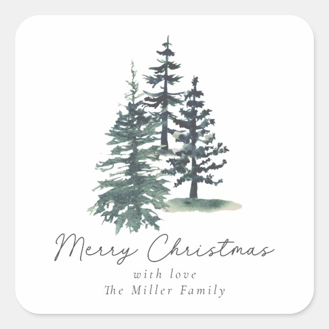 Simple Elegant Christmas tree | Pine tree  Square Sticker (Front)