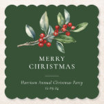 Simple Elegant Christmas Watercolor Botanical Paper Coaster<br><div class="desc">Simple Elegant Christmas Watercolor Botanical Classic coaster features a beautiful watercolor illustration of seasonal greenery and holly berries,  along with elegant type.</div>