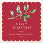 Simple Elegant Christmas Watercolor Botanical Paper Coaster<br><div class="desc">Simple Elegant Christmas Watercolor Botanical Classic coaster features a beautiful watercolor illustration of seasonal greenery and holly berries,  along with elegant type.</div>