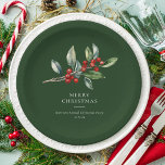 Simple Elegant Christmas Watercolor Botanical Paper Plate<br><div class="desc">Simple Elegant Christmas Watercolor Botanical Classic paper plates features a beautiful watercolor illustration of seasonal greenery and holly berries,  along with elegant type.</div>