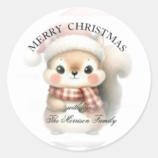 Simple Elegant Christmas Watercolor Gift Wrap Classic Round Sticker