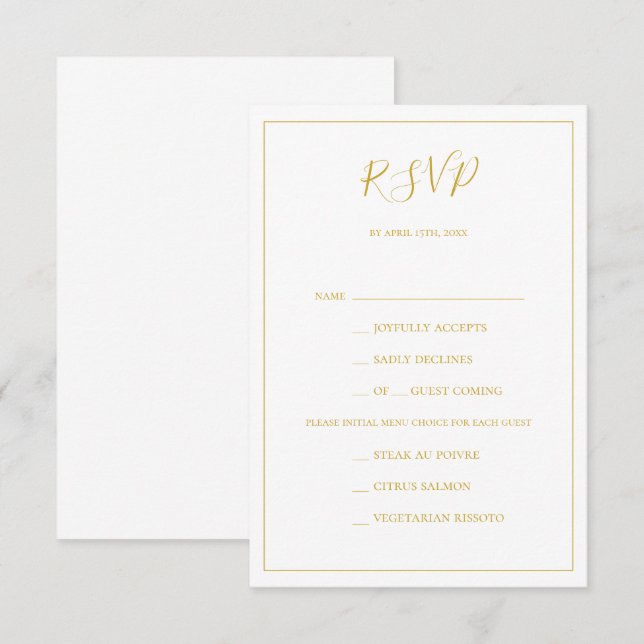 Simple Elegant Christmas | White Menu Choice RSVP (Front/Back)