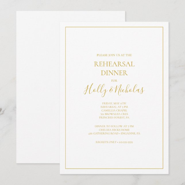 Simple Elegant Christmas | White Rehearsal Dinner  Invitation (Front/Back)