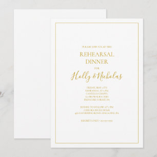 Simple Elegant Christmas   White Rehearsal Dinner  Invitation