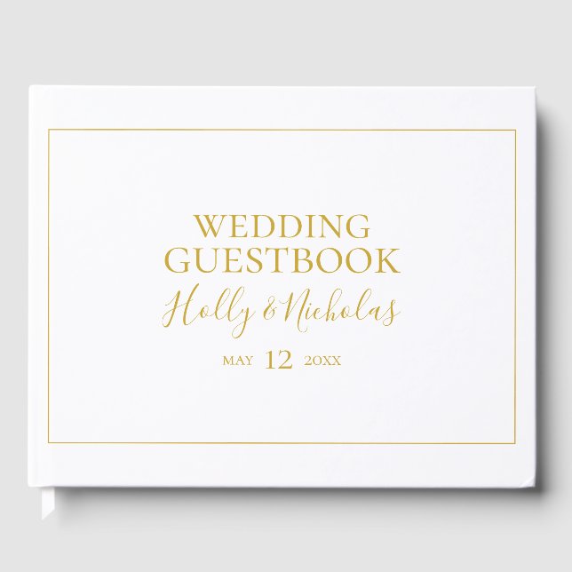 Simple Elegant Christmas | White Wedding Guest Book (Front)