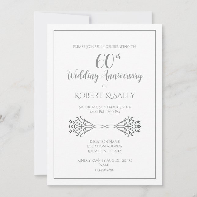 Simple Elegant Classic 60th Anniversary Party  Invitation (Front)