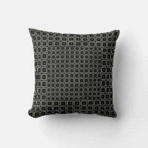 Simple Elegant Classic Black White Square Cushion