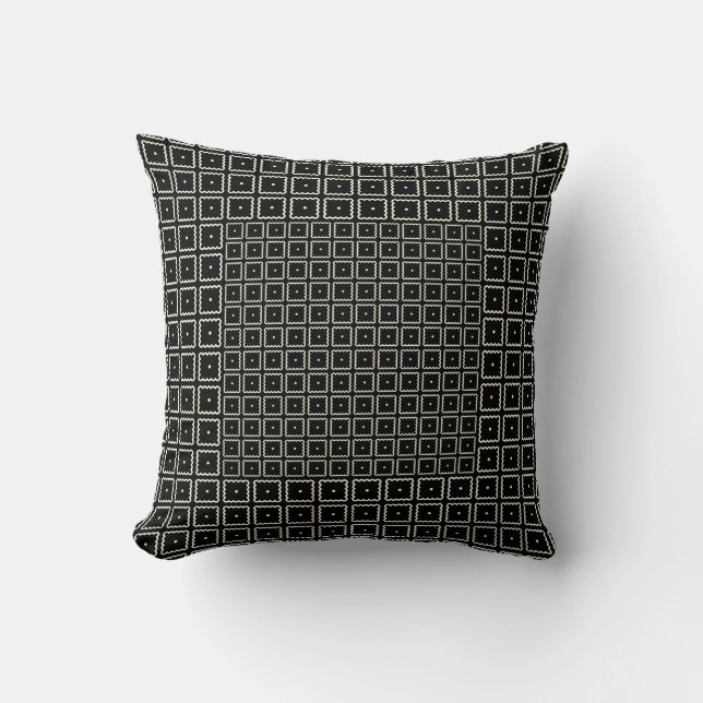 Simple Elegant Classic Black White Square Cushion (Front)
