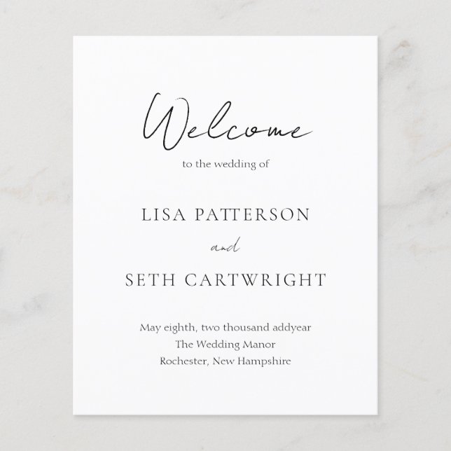 Simple Elegant Classic Budget Wedding Program Flyer (Front)