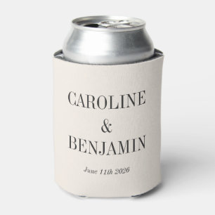 Simple Elegant Classic Ivory Custom Wedding Names Can Cooler