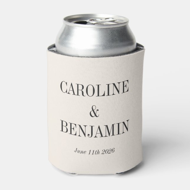 Simple Elegant Classic Ivory Custom Wedding Names Can Cooler (Can Front)