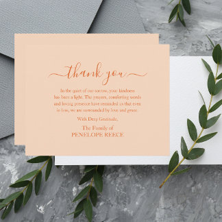 Simple Elegant Classic Memorial Bereavement Grief Thank You Card