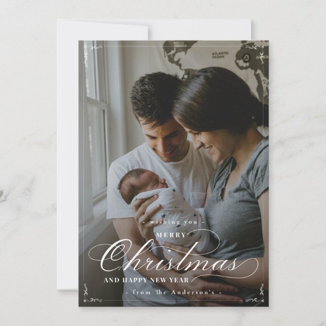 Simple Elegant Classic Photo Merry Christmas  Holiday Card (Front)