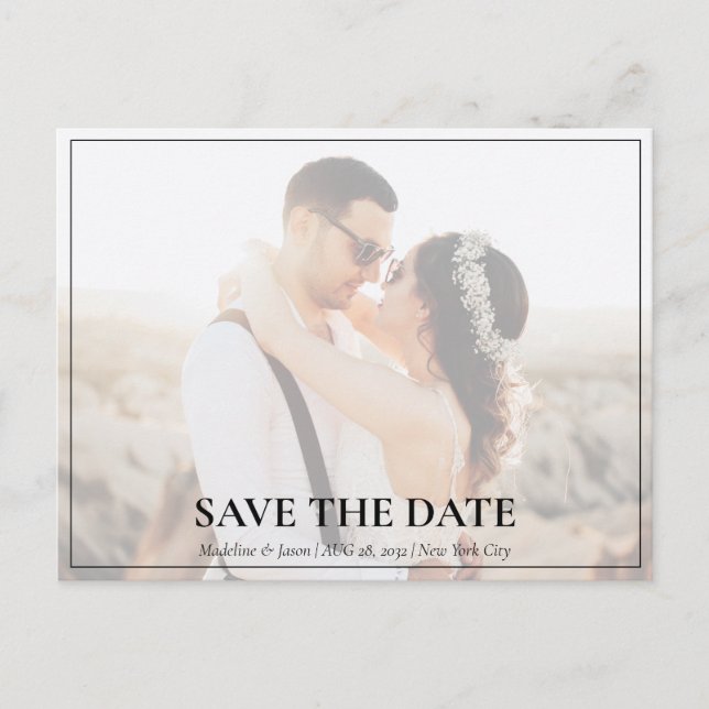 Simple Elegant Classic Photo Save the date Announcement Postcard (Front)