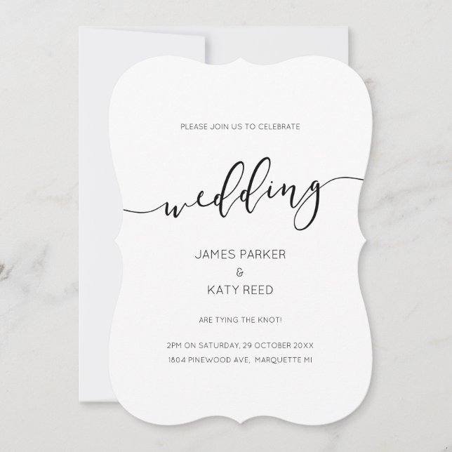 Simple elegant classic script calligraphy invite (Front)