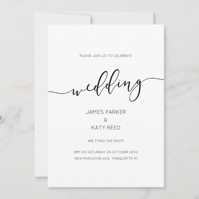Simple elegant classic script calligraphy invite (Front)