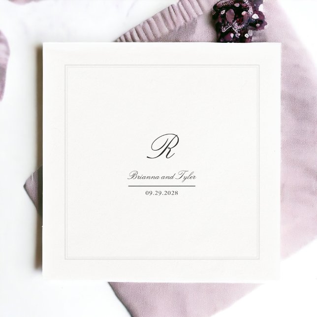 Simple Elegant Classic Wedding Monogram Napkin (Creator Uploaded)