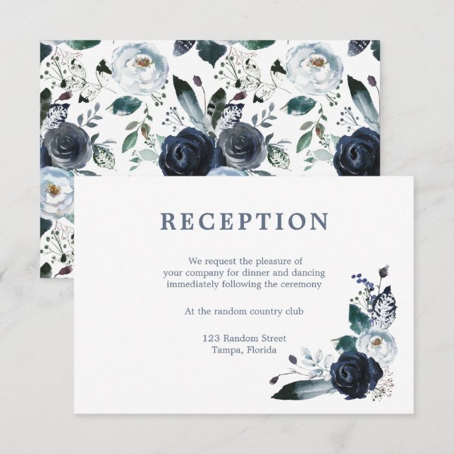 Simple Elegant | Classic Wedding Reception Card (Front/Back)