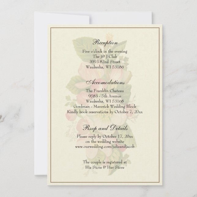 Simple Elegant Classic Wedding Reception Enclosure Invitation (Front)