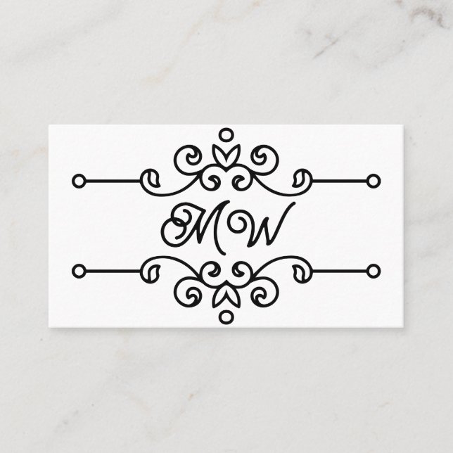    Simple Elegant Classy Flourish Monogram Vintage Business Card (Front)