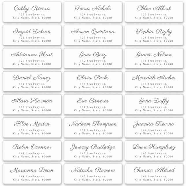 Simple Elegant Classy Script Guest Address Labels (Front)