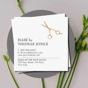 Simple Elegant Clean Faux Gold Scissor Hair Square Business Card