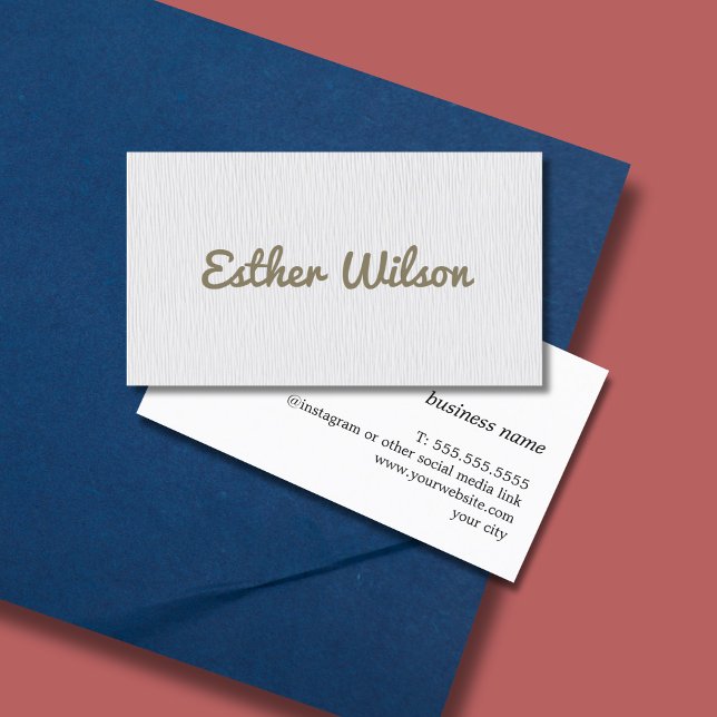 Simple Elegant Clean Texture White Bold Business Card (Creator Uploaded)