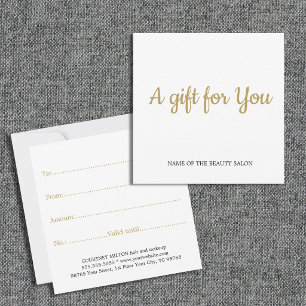 Simple Elegant Clean White Faux Golden Gift Card