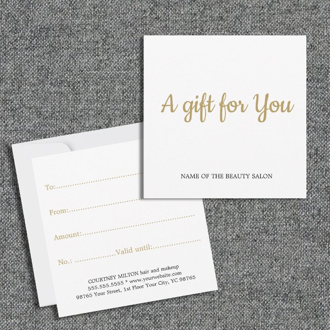 Simple Elegant Clean White Faux Golden Gift Card (Creator Uploaded)