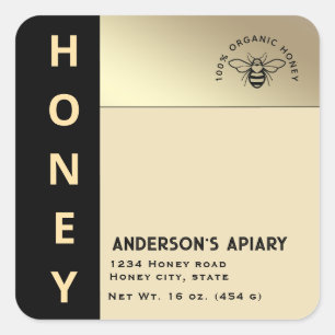 Simple elegant colour block typography honey  square sticker