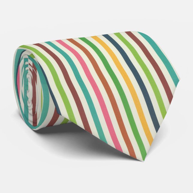 Simple Elegant Colourful Rainbow Stripe Vertical  Tie (Rolled)
