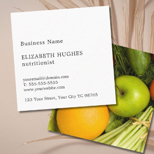 Simple Elegant Colourful Vegetables Nutritionist Square Business Card