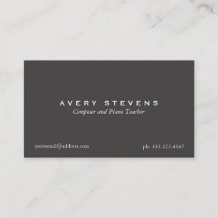 Simple Elegant Composer and Music Teacher Black Business Card