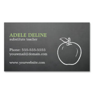 Simple Elegant Cool Texture Grey Apple Teacher Magnetic Business Card