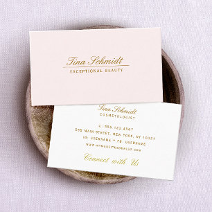 Simple Elegant Cosmetology Spa and Salon Pink Business Card