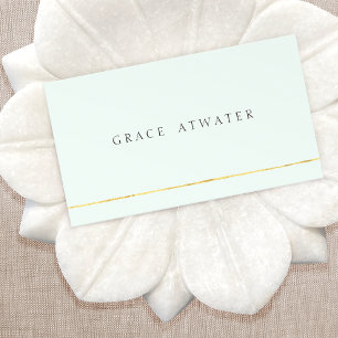 Simple Elegant Cosmetology, Spa, Gold & Light Blue Business Card