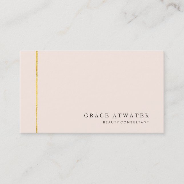 Simple Elegant Cosmetology, Spa, Gold & Light Pink Business Card (Front)