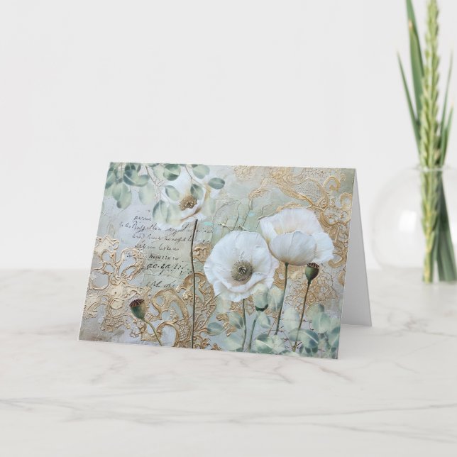 Simple Elegant Country Chic Floral Note Card (Front)