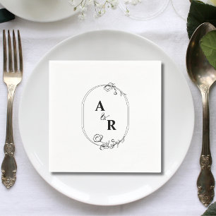 Simple Elegant Couple Initials Wedding Napkin