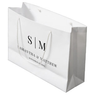 Simple Elegant Couple Initials Wedding Sponsors Large Gift Bag