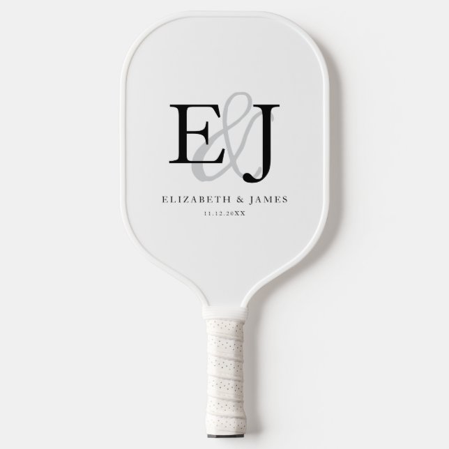 Simple Elegant Couple Monogram Wedding  Pickleball Paddle (Front)