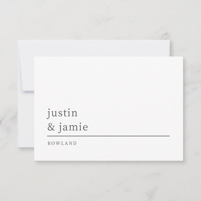 Simple Elegant Couple Names Monogram Card (Front)