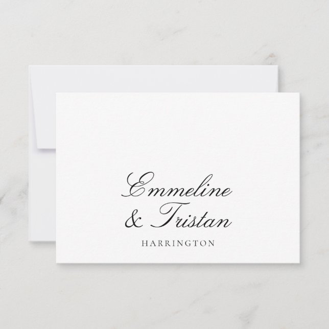 Simple Elegant Couple Names Script Monogram Card (Front)