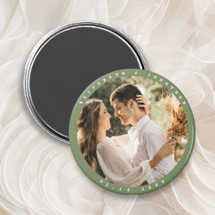 Simple Elegant Couple Photo Wedding Save The Date Magnet