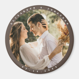 Simple Elegant Couple Photo Wedding Save The Date Magnet