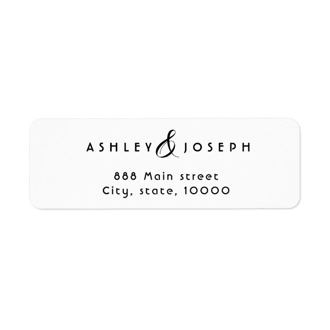 Simple elegant couple return adress label (Front)