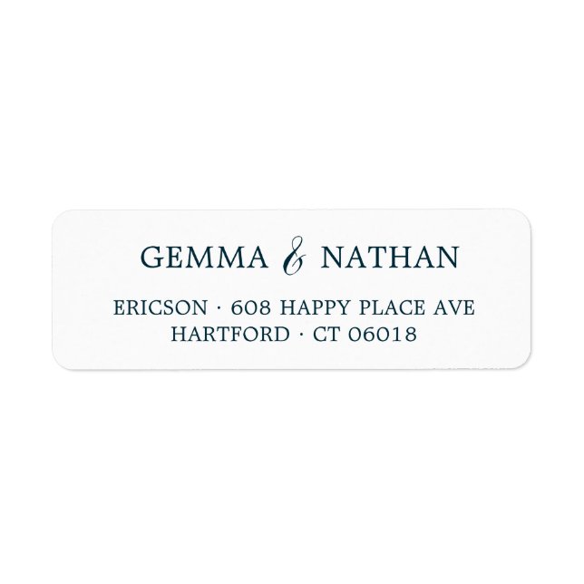 Simple Elegant Couples Name Teal Return Address (Front)