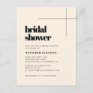 Simple elegant Cream Bridal shower invitation Postcard