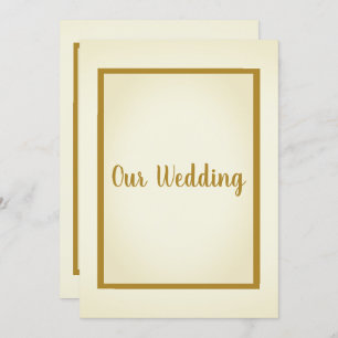 Simple & Elegant CREAM Gold Border Wedding Invitation