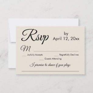 Simple Elegant Cream Song Request Wedding RSVP Card